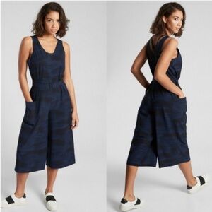 Athleta Blue Patterned Wide Leg Jumpsuit